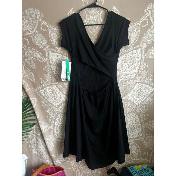 NWT Pact Black Cotton Helena Criss Cross Back Mini Dress - Picture 5 of 5